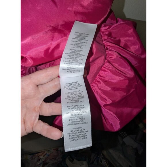 Liv‎ Foster Women's 12 Pink Magenta Strapless Ruched Bubble Hem Dress - Picture 7 of 14